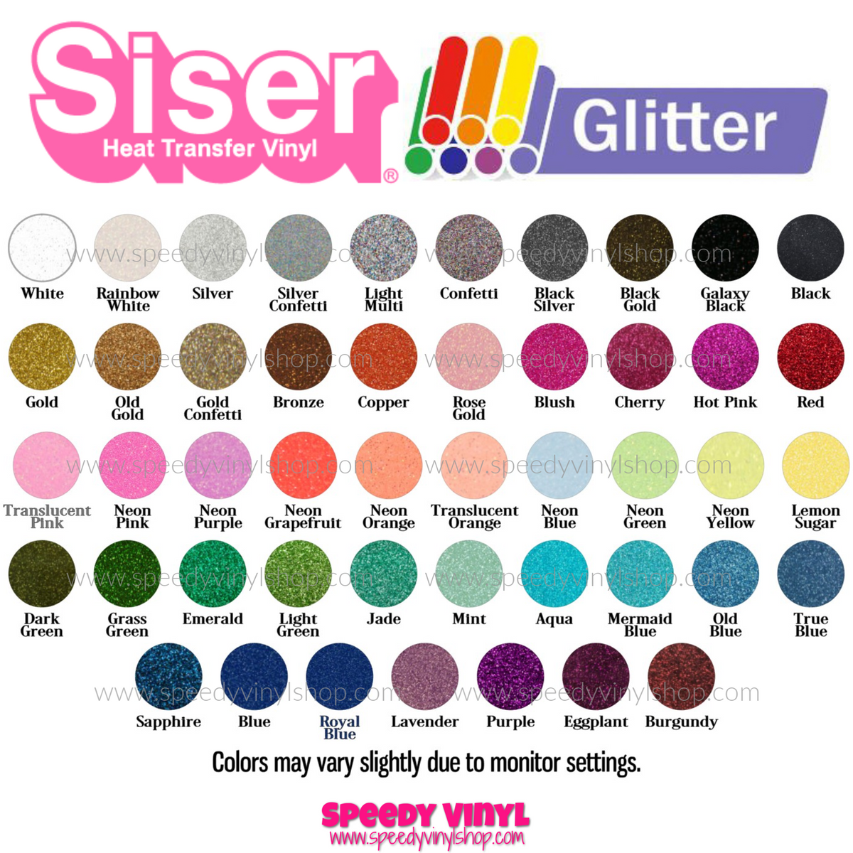 12 x 20))) Siser Glitter HTV Heat Transfer Vinyl Sheets – Speedy